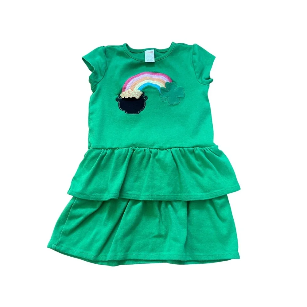 Gymboree Dress Kids Green St‎ Patricks Day Rainbow Tiered Ruffle SIZE 5T